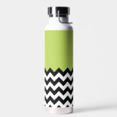 Zwarte en witte zigzag Pattern, Chevron, Green Waterfles (Links)
