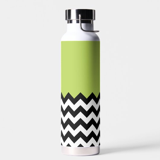 Zwarte en witte zigzag Pattern, Chevron, Green Waterfles (Links)