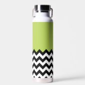 Zwarte en witte zigzag Pattern, Chevron, Green Waterfles (Voorkant)