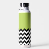 Zwarte en witte zigzag Pattern, Chevron, Green Waterfles (Rechts)