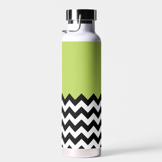 Zwarte en witte zigzag Pattern, Chevron, Green Waterfles (Rechts)
