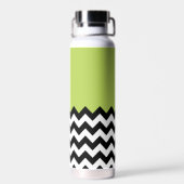 Zwarte en witte zigzag Pattern, Chevron, Green Waterfles (Achterkant)