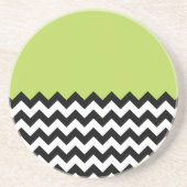 Zwarte en witte zigzag Pattern, Chevron, Green Zandsteen Onderzetter (Voorkant)