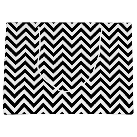 Zwarte en witte zigzag Stripes Chevron Pattern Large Cadeautasje (Voorkant)