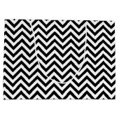 Zwarte en witte zigzag Stripes Chevron Pattern Large Cadeautasje (Achterkant)