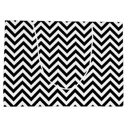 Zwarte en witte zigzag Stripes Chevron Pattern Large Cadeautasje (Achterkant)
