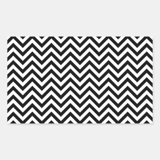 Zwarte en witte zigzag Stripes Chevron Pattern Rechthoekige Sticker (Voorkant)