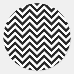 Zwarte en witte zigzag Stripes Chevron Pattern Ronde Sticker