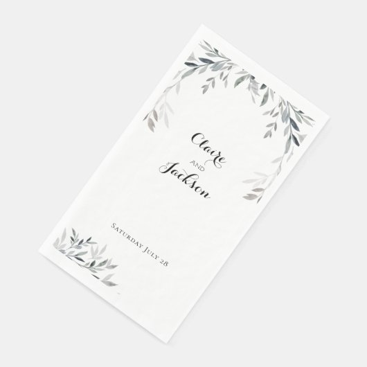 Zwarte en witte zilver Eucalyptus Greenery Servet (Hoek)