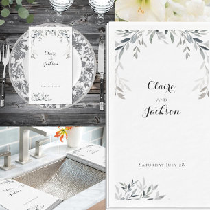 Zwarte en witte zilver Eucalyptus Greenery Servet