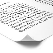 Zwarte en witte zilveren bruiloft Zitplaatsen Poster (Hoek)