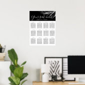 Zwarte en witte zilveren bruiloft Zitplaatsen Poster (Thuiskantoor)