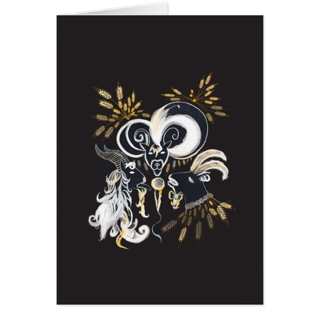 Zwarte en witte zingende Geiteninkschildering (Voorkant)