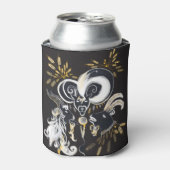 Zwarte en witte zingende Geiteninkschildering Blikjeskoeler (Blikje Voorkant)