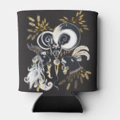 Zwarte en witte zingende Geiteninkschildering Blikjeskoeler (Achterkant)