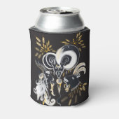 Zwarte en witte zingende Geiteninkschildering Blikjeskoeler (Blikje Achterkant)