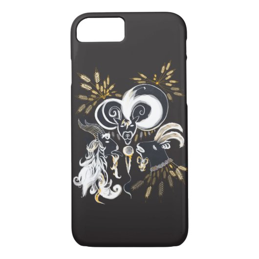 Zwarte en witte zingende Geiteninkschildering Case-Mate iPhone Case (Achterkant)
