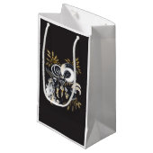 Zwarte en witte zingende Geiteninkschildering Klein Cadeauzakje (Voorkant Gekanteld)