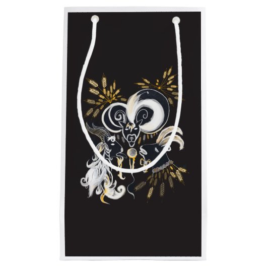 Zwarte en witte zingende Geiteninkschildering Klein Cadeauzakje (Voorkant)