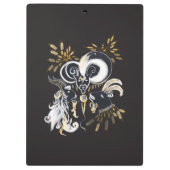 Zwarte en witte zingende Geiteninkschildering Klembord (Achterkant)