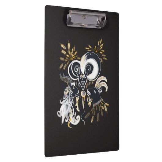 Zwarte en witte zingende Geiteninkschildering Klembord (Rechts)