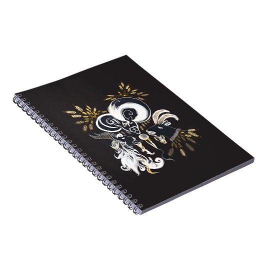 Zwarte en witte zingende Geiteninkschildering Notitieboek (Rechterzijde)