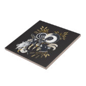 Zwarte en witte zingende Geiteninkschildering Tegeltje (Zijkant)