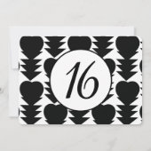 Zwarte en witte zoete 16 Heart Birthday Party Kaart (Achterkant)