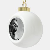 zwarte en witte zombie die schreeuwt keramische bal ornament (Rechts)
