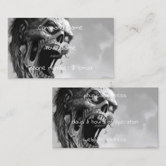 zwarte en witte zombie die schreeuwt visitekaartje (Voorkant / Achterkant)