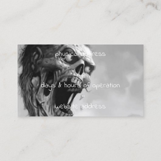 zwarte en witte zombie die schreeuwt visitekaartje (Achterkant)