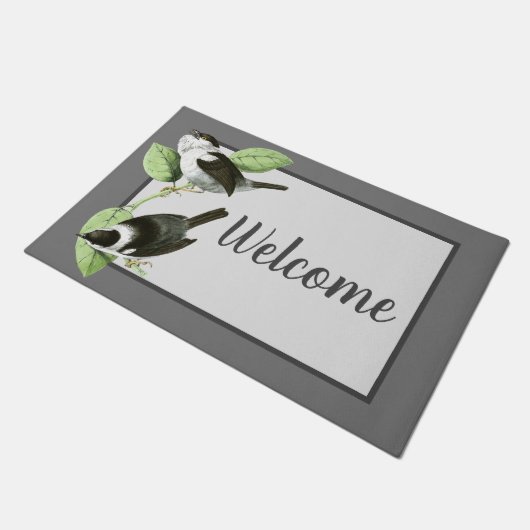 zwarte en witte zongvogels Welkom Deurmat (Schuin)