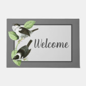 zwarte en witte zongvogels Welkom Deurmat (Voorkant)