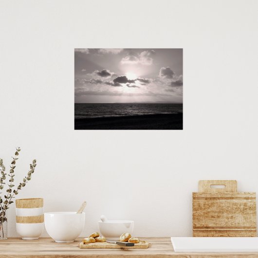 Zwarte en witte zonnebalken poster (Keuken)