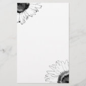 Zwarte en witte zonnebloem briefpapier (Voorkant)
