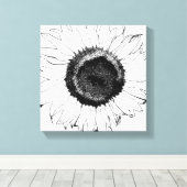 Zwarte en witte zonnebloem canvas afdruk (Insitu (Houten vloer))
