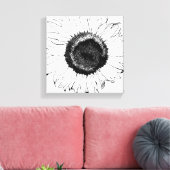Zwarte en witte zonnebloem canvas afdruk (Insitu (Woonkamer))