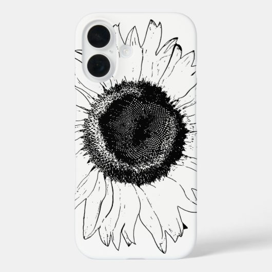 Zwarte en witte zonnebloem Case-Mate iPhone case (Achterkant)
