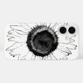 Zwarte en witte zonnebloem Case-Mate iPhone case (Achterkant (horizontaal))