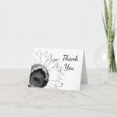 Zwarte en Witte Zonnebloem Dank u Bedankkaart (Voorkant)