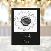 Zwarte en Witte Zonnebloem Dank u Bedankkaart