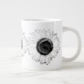 Zwarte en witte zonnebloem grote koffiekop (Rechts)