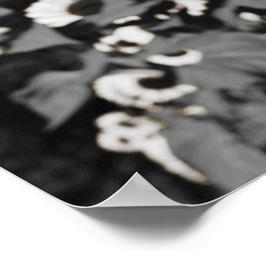 Zwarte en witte zonnebloem poster (Hoek)