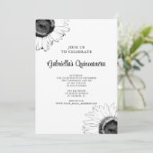 Zwarte en witte zonnebloem Quinceanera Kaart (Staand voorkant)