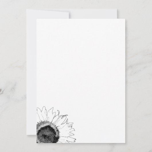 Zwarte en witte zonnebloem Quinceanera Kaart (Achterkant)