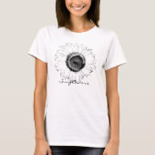 Zwarte en witte zonnebloem t-shirt (Voorkant)