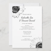 Zwarte en Witte Zonnebloem Weddenschap Kaart (Voorkant)