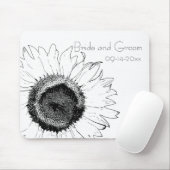 Zwarte en Witte Zonnebloem Weddenschap Muismat (Met muis)