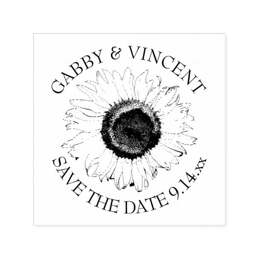 Zwarte en witte zonnebloem Weddenschap Sparen de D Zelfinktende Stempel (Design)