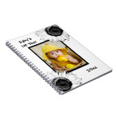 Zwarte en Witte Zonnebloemen Baby's Eerste Jaar Notitieboek (Rechterzijde)